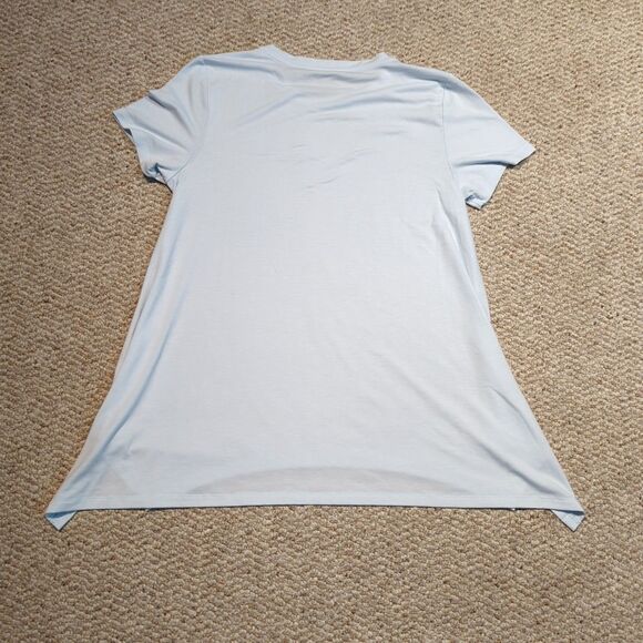 Athleta Essence Handkerchief Hem Top Medium Blue Womens Athletic Short Sleeve - Picture 3 of 6